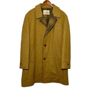 Rare Zero King Boiled Wool Mens Heavy Overcoat USA Camel Tan Wood Button Size 44